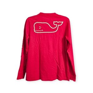 Boys Vineyard Vines Red And Green Long Sleeve Logo Graphic Tee Size Medium 12-14